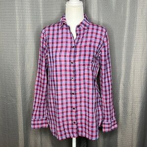 J. CREW PURPLE PLAID BOYFRIEND CUT BUTTONDOWN SHIRT MEDIUM
